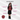 stripes texture full sleeves cardigan with matching high neck crop top and solid skirt set-Red/Black