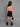 sleeveless halter neck top and checks texture asymmetric skirt set-Peach/black