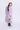 full sleeves cold shoulder shirt attached blazer dress with belt- Lilac & White