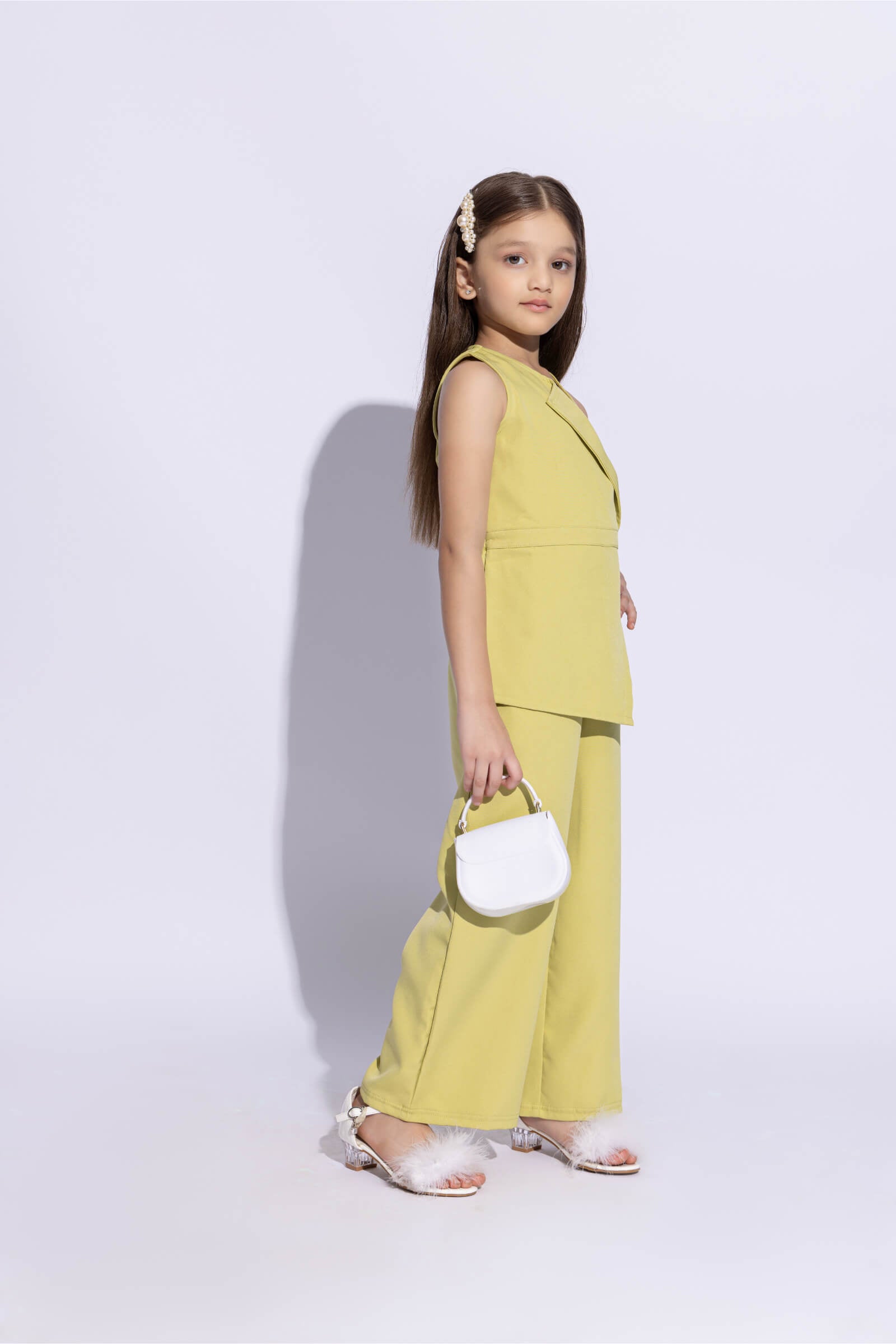Sleeveless solid asymmetrical wrapped jumpsuit-Pastel green