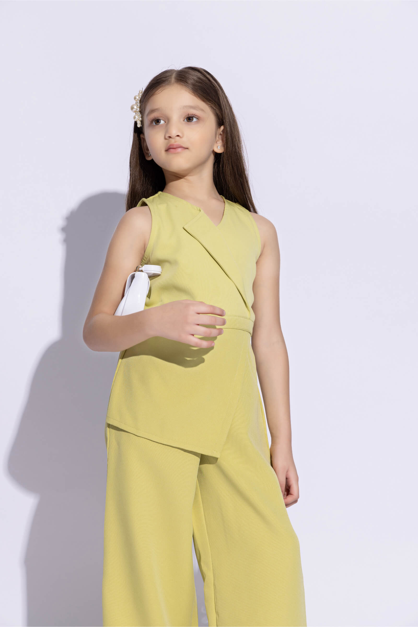 Sleeveless solid asymmetrical wrapped jumpsuit-Pastel green