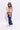 3/4 sleeves crayon printed over size shirt with singlet crop top and Cargo pant set-Multi