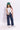 3/4 sleeves crayon printed over size shirt with singlet crop top and Cargo pant set-Multi