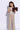 sleeveless tie detail crop top and Double waist patch detail pant set-Beige & white