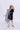 Sleeveless contrast piping detail wrap dress-Black & White