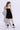 sleeveless texture and cotton jersey button detail top and pleated skirt set- Black & White