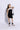 sleeveless texture and cotton jersey button detail top and pleated skirt set- Black & White