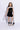 sleeveless texture and cotton jersey button detail top and pleated skirt set- Black & White