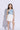 Foil printed bow detail party crop top and Slit skirt set-Blue/White