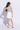 Foil printed bow detail party crop top and Slit skirt set-Blue/White