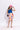 Cotton sleeveless asymmetric crop top and Brush strokes printed skort set-Blue & Multi