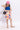 Cotton sleeveless asymmetric crop top and Brush strokes printed skort set-Blue & Multi