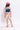 Cotton sleeveless asymmetric crop top and Brush strokes printed skort set-Blue & Multi
