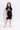 viscose solid puff sleeves Aline shirt Dress with Multi color chest bag-Black & Multi