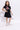viscose solid puff sleeves Aline shirt Dress with Multi color chest bag-Black & Multi