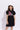 viscose solid puff sleeves Aline shirt Dress with Multi color chest bag-Black & Multi