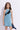 Rib sleeveless solid Aline dress with waist bag set-Blue