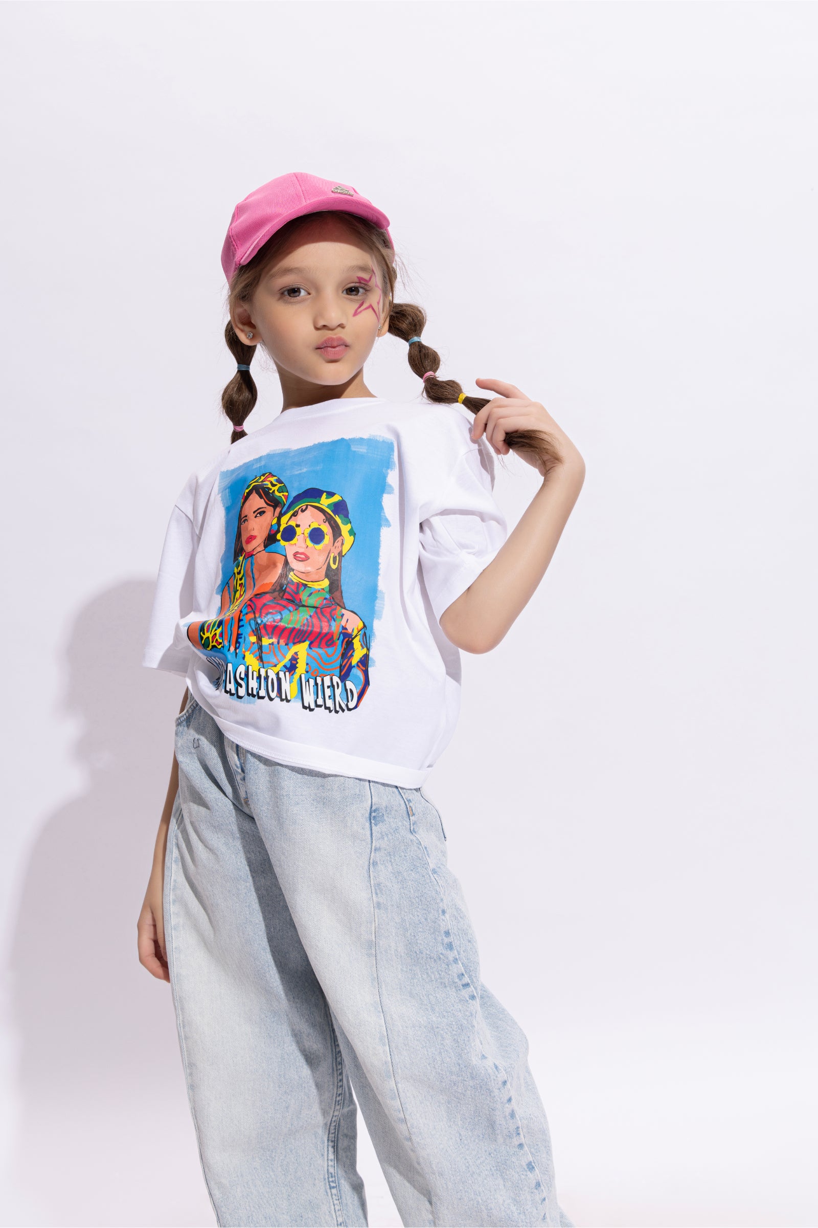 100% cotton half sleeves Graphic printed oversized T-shirt-White & Multi