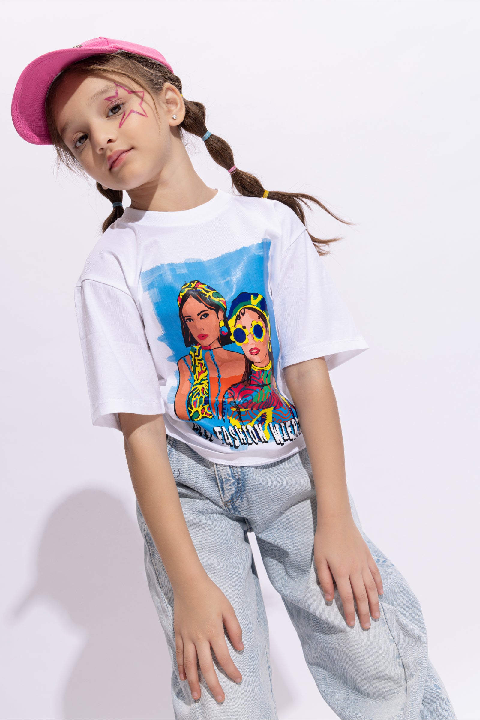 100% cotton half sleeves Graphic printed oversized T-shirt-White & Multi