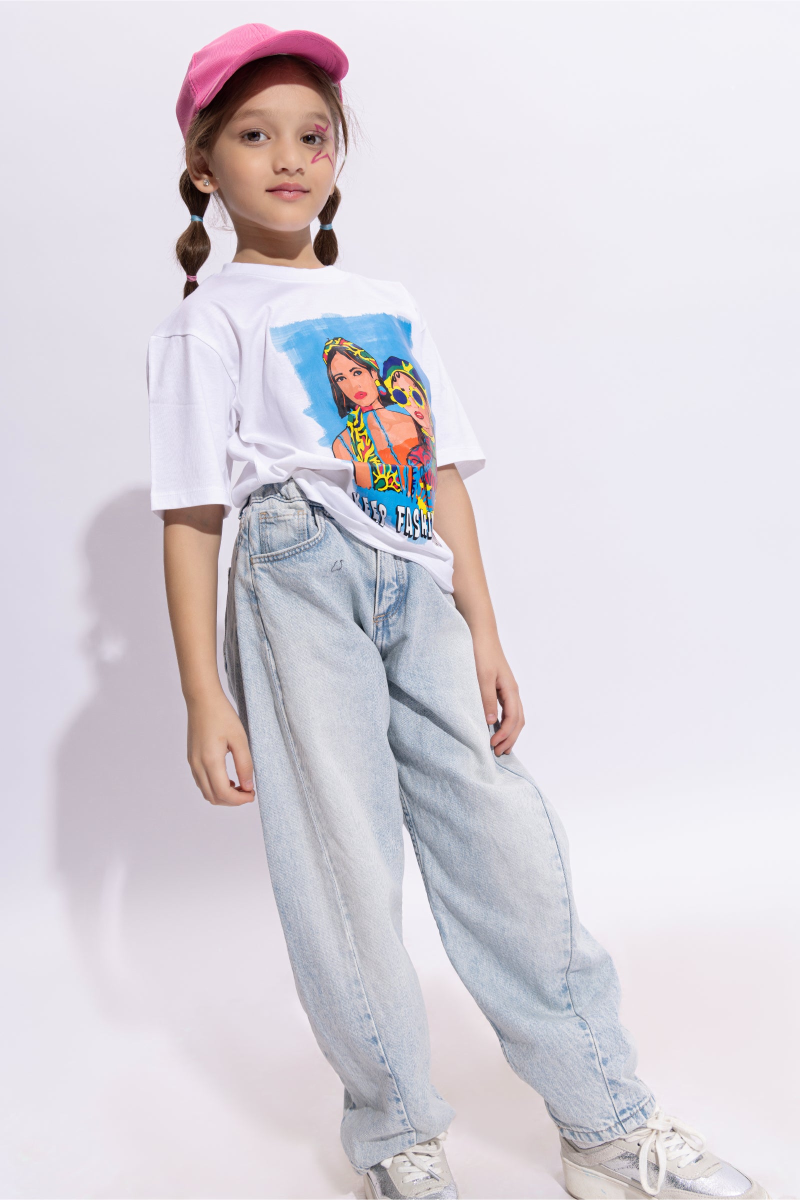 100% cotton half sleeves Graphic printed oversized T-shirt-White & Multi