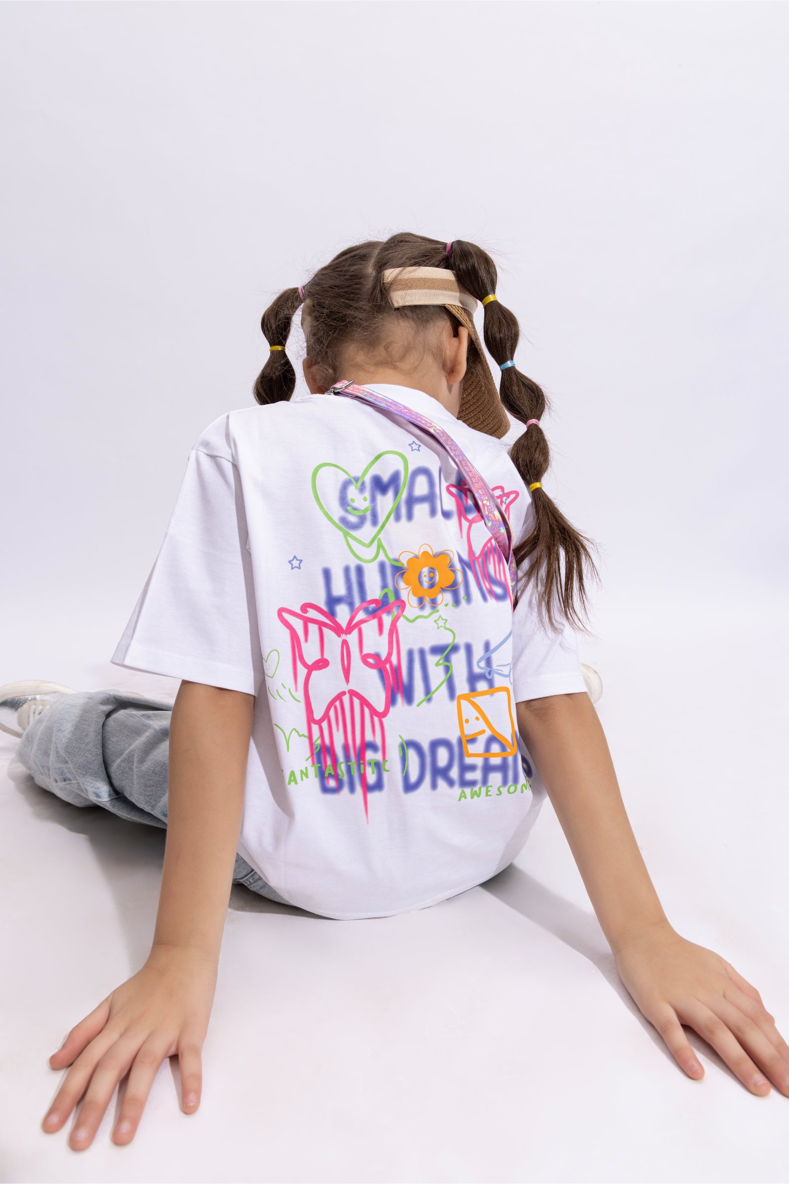 100% cotton half sleeves Graphic printed oversized T-shirt-White & Multi