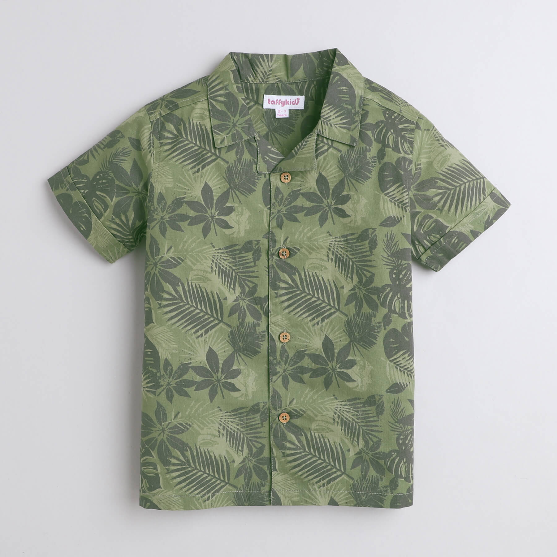 tropical printed half sleeves shirt- Green