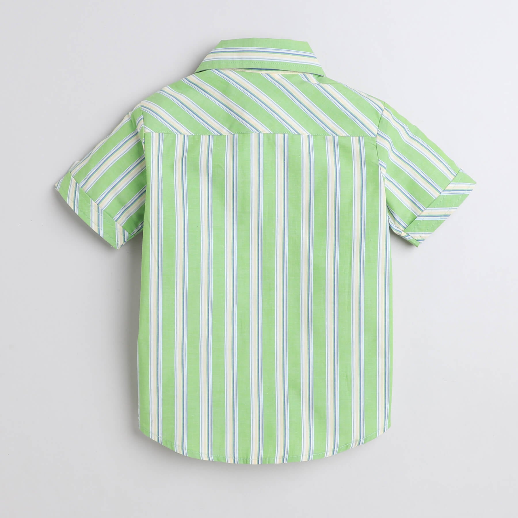 Shop Stripes Printed Half Sleeves Shirt With Attached Tee-Green/White Online