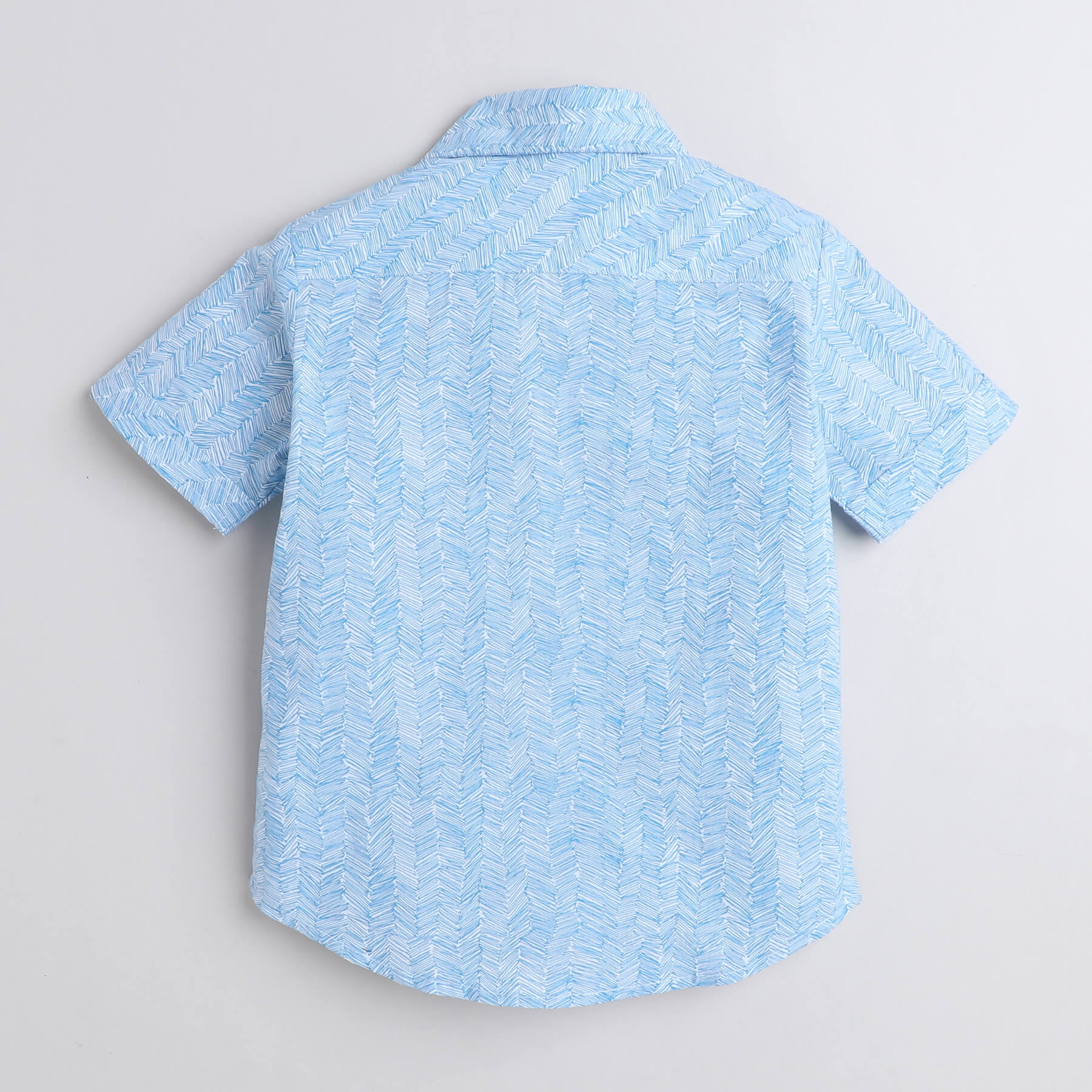 Shop Zig-Zag Printed Half Sleeves Shirt- White/Blue Online