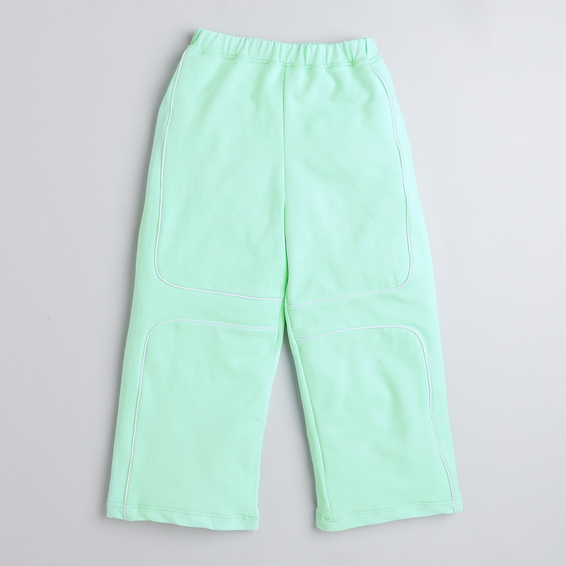 Taffykids waist elastic detail crop top and pipping detail pant set-Turquoise Green