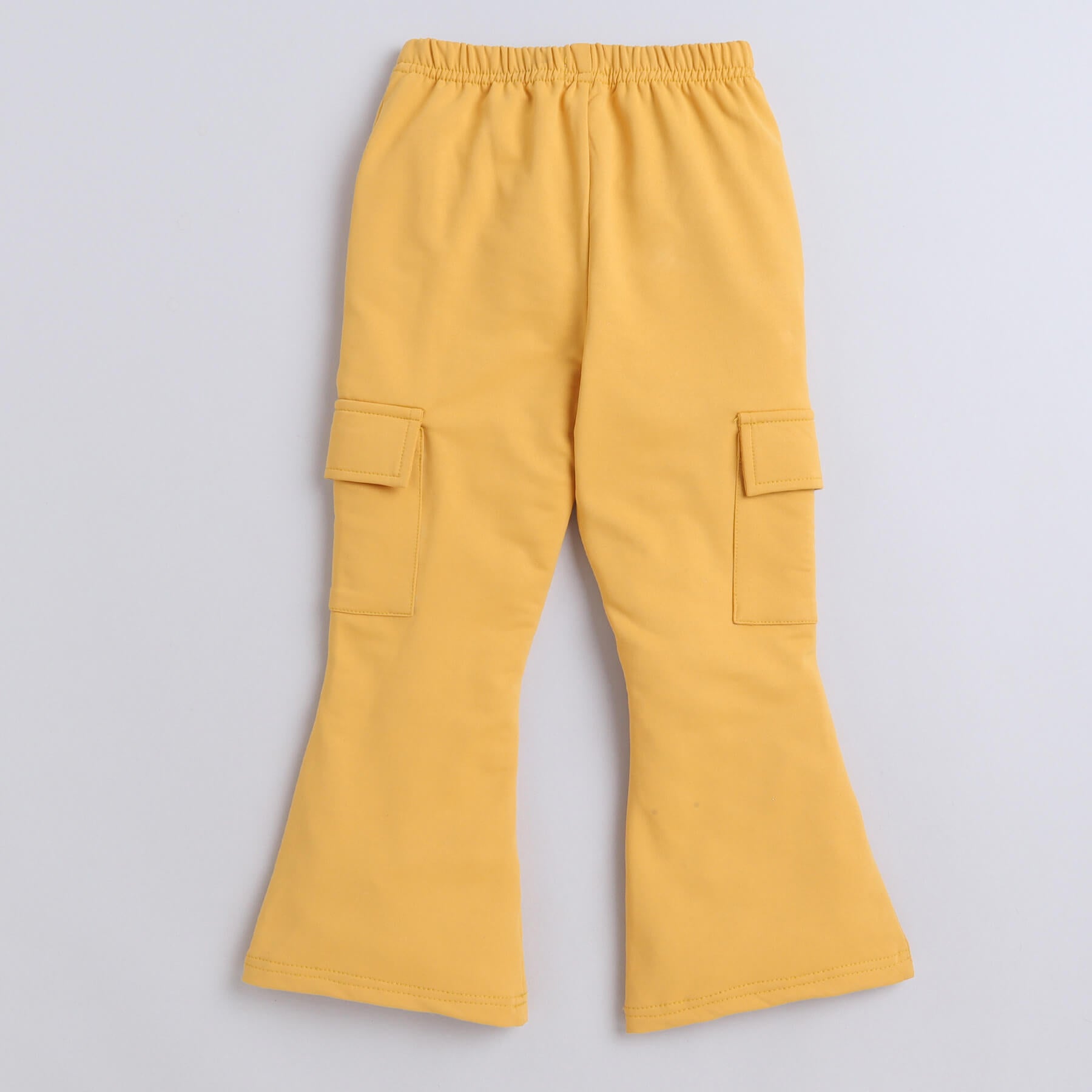 Shop One Shoulder Crop Top And Bell Bottom Pant Set-Yellow Online