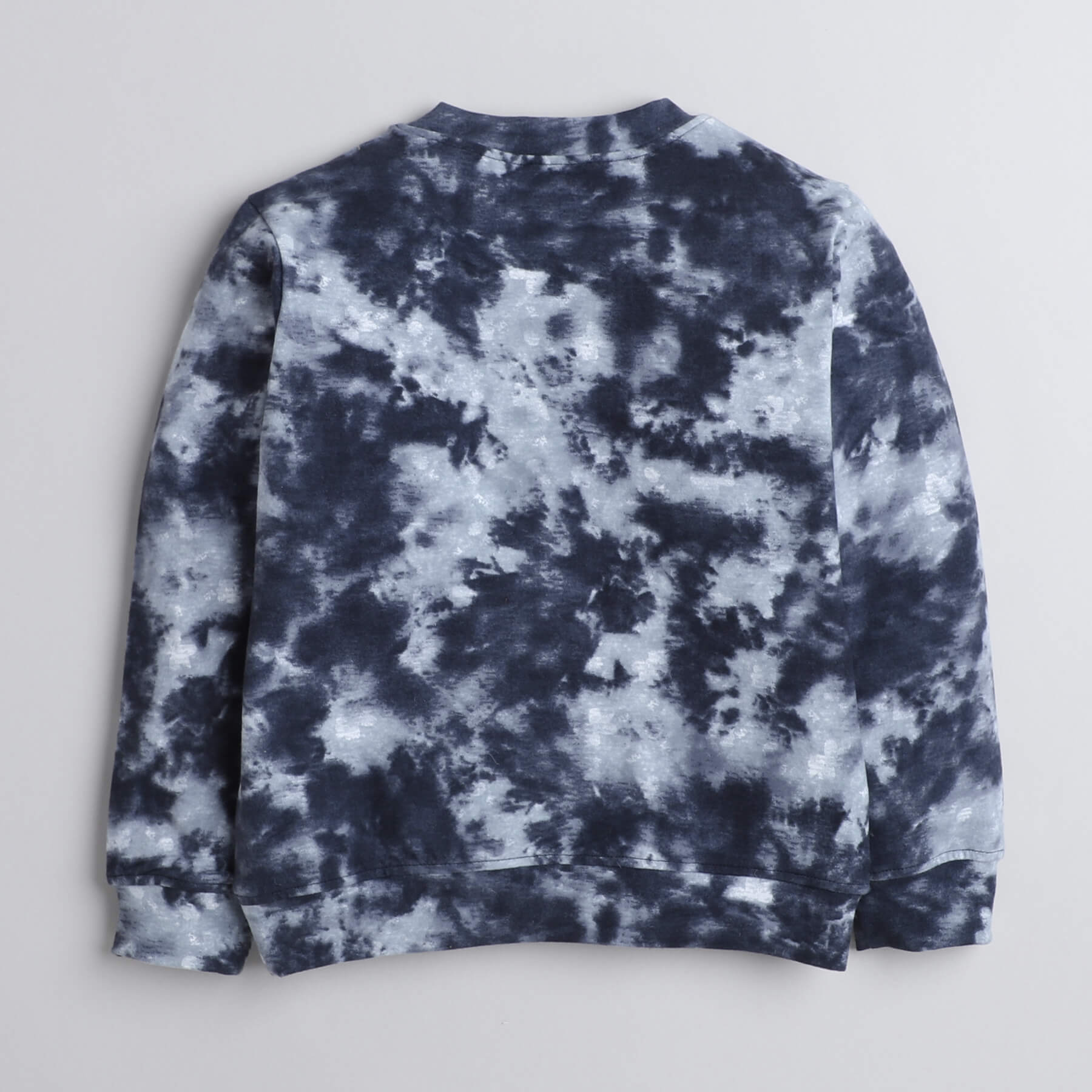 Taffykids tie-dye printed full sleeves sweatshirt and jogger pant set-Bluish grey