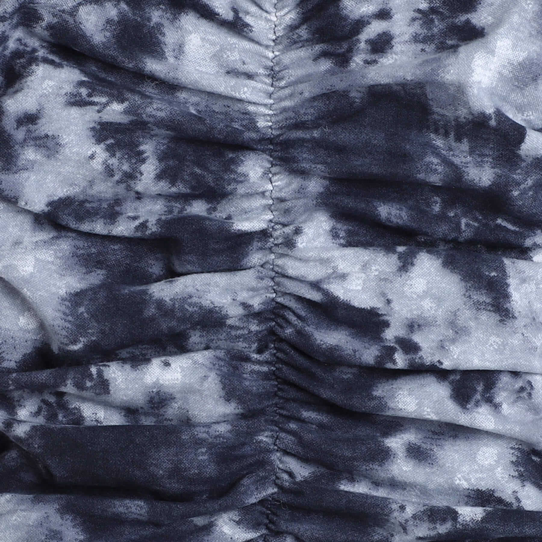 Taffykids tie dye printed full sleeves ruched Dress-Bluish grey