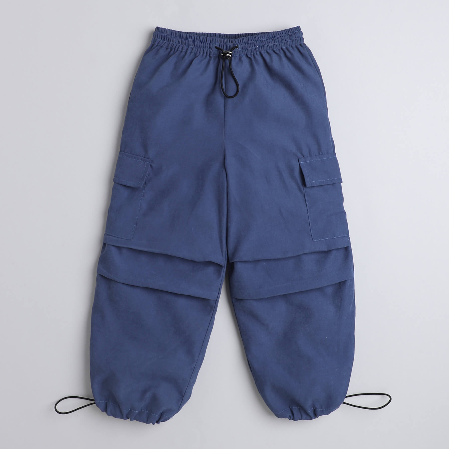 Shop Halter Neck Crop Top And Parachute Pant Set-Black/Blue Online