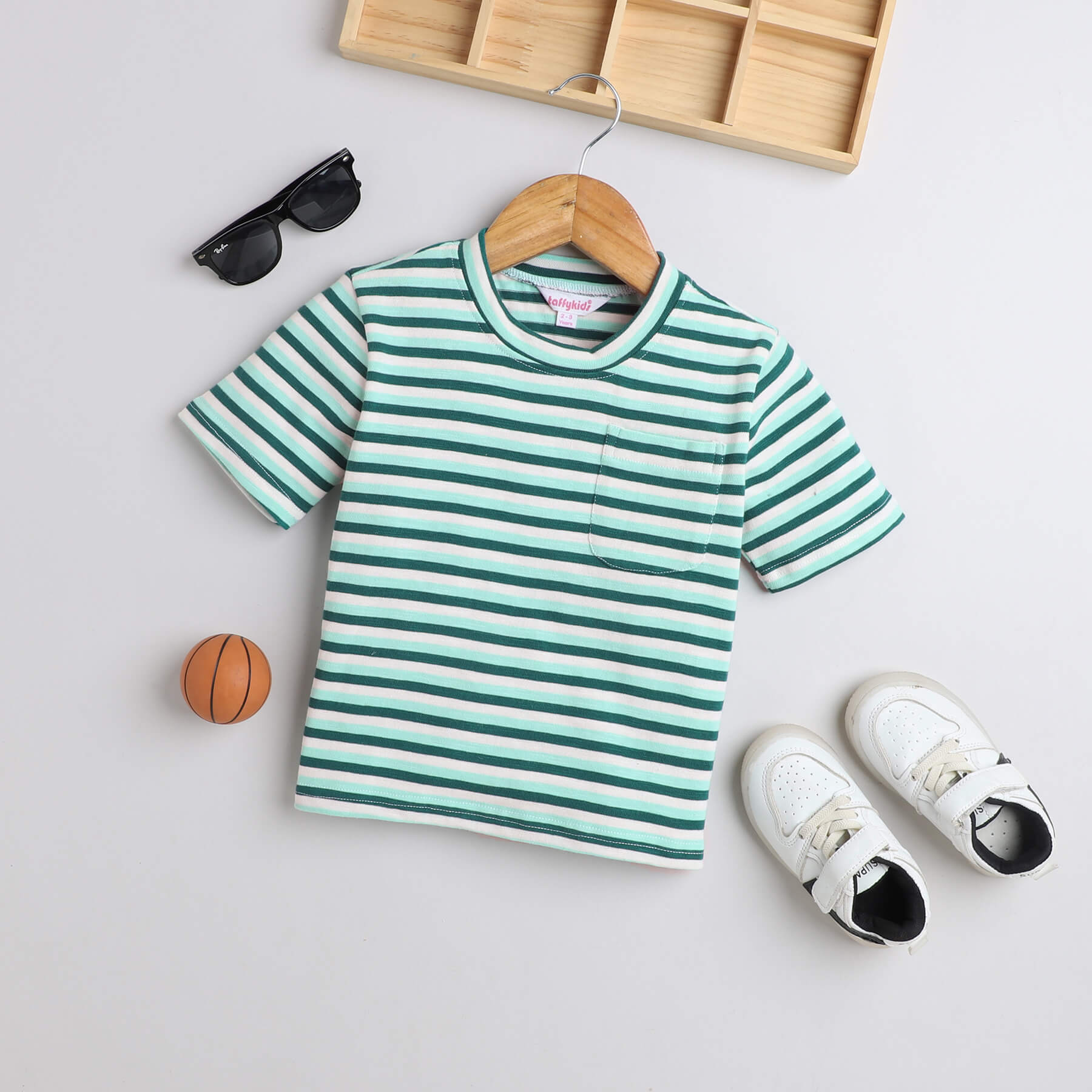 stripes full sleeves t-shirt-Green/White