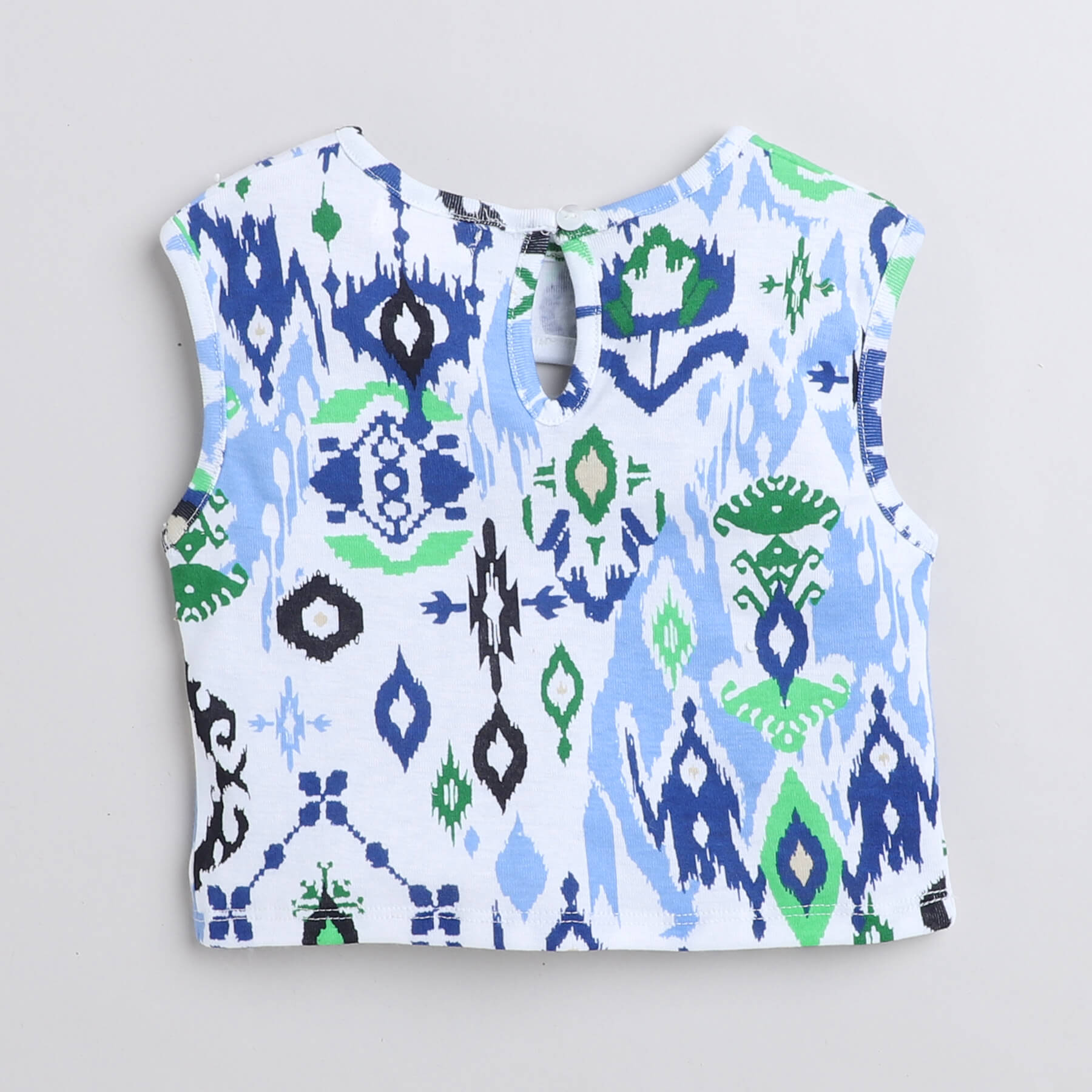 Shop Abstract Printed Keyhole Detail Crop Top-Multi Online