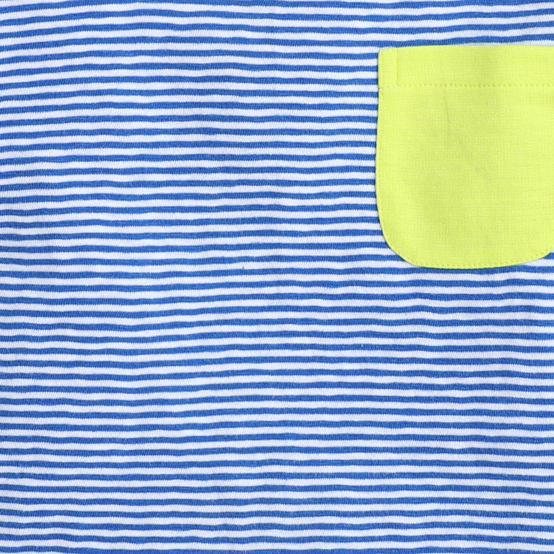 striped Half sleeves Pocket detail Tshirt-Blue/Neon Yellow