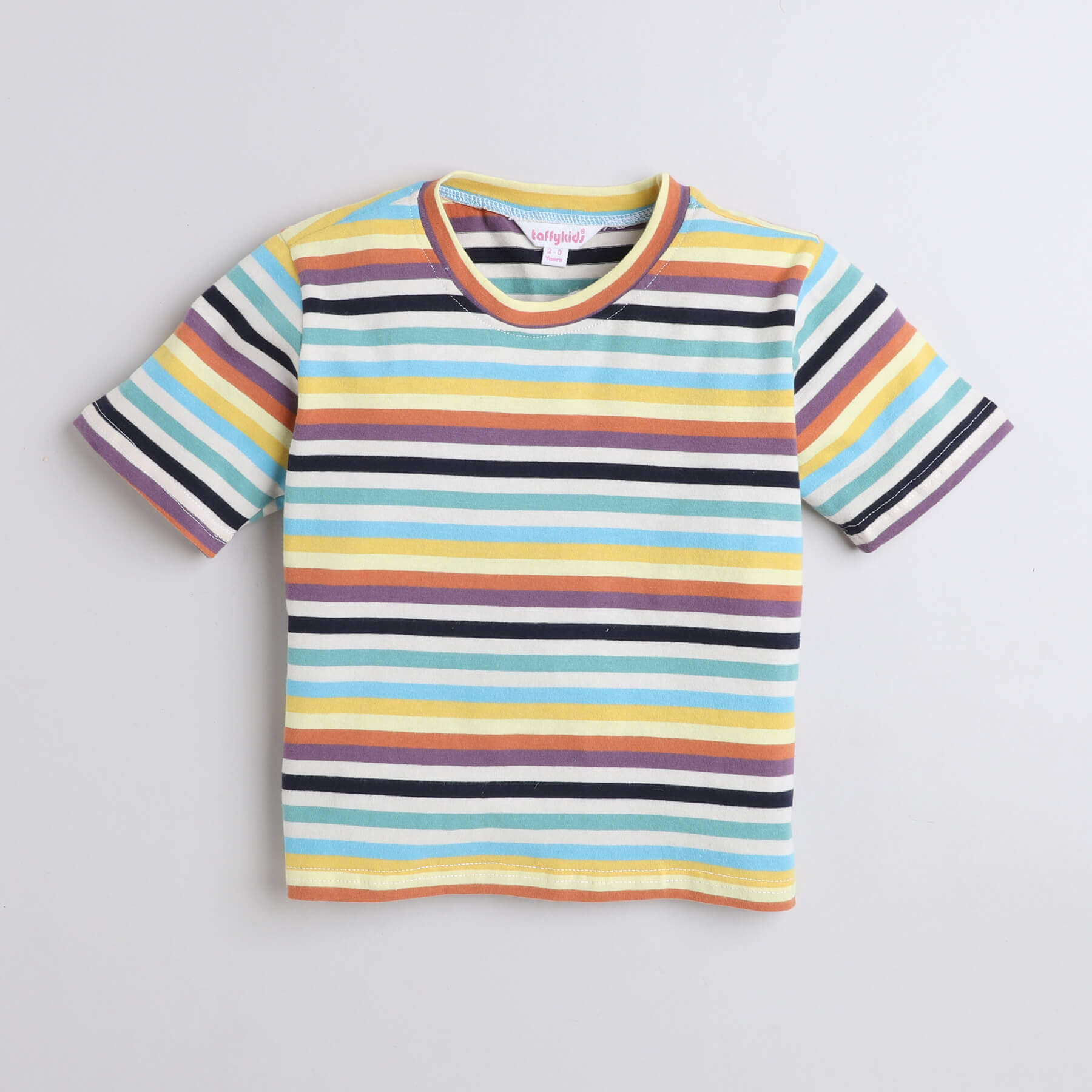 Taffykids 100% cotton multi striped Half sleeves Tshirt-Multi