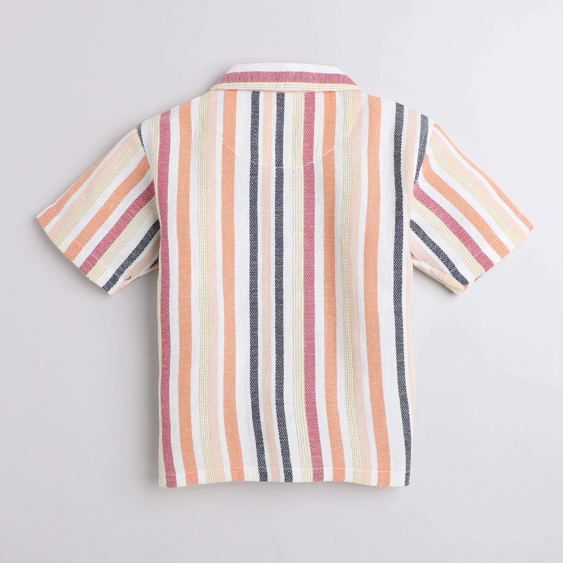 Taffykids 100% cotton multi striped yarndyed Half sleeves oversized Shirt-Multi