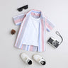 Shop Cotton Stripes Printed Half Sleeves Shirt With Attached Tee-White/Multi Online