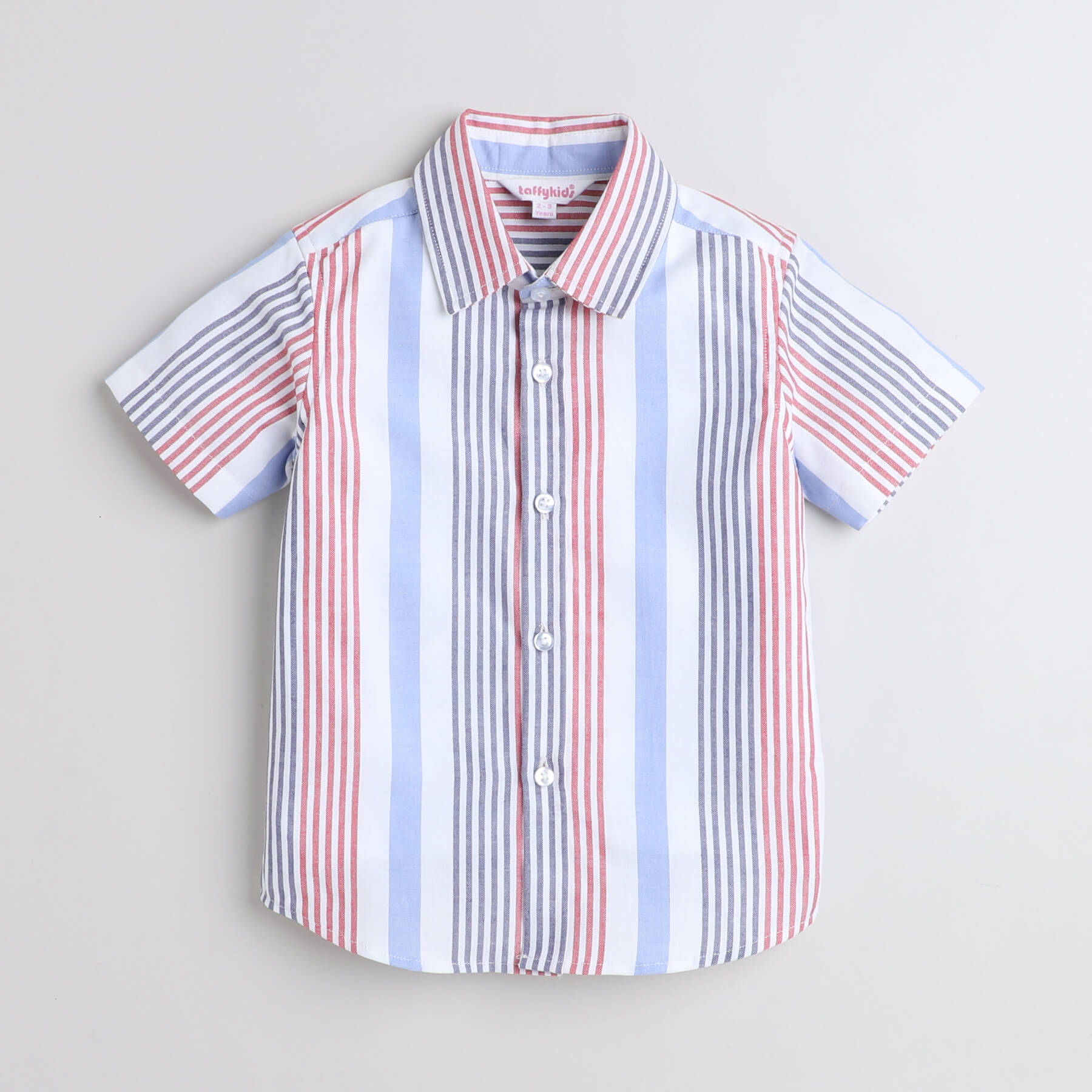 Shop Cotton Stripes Printed Half Sleeves Shirt With Attached Tee-White/Multi Online