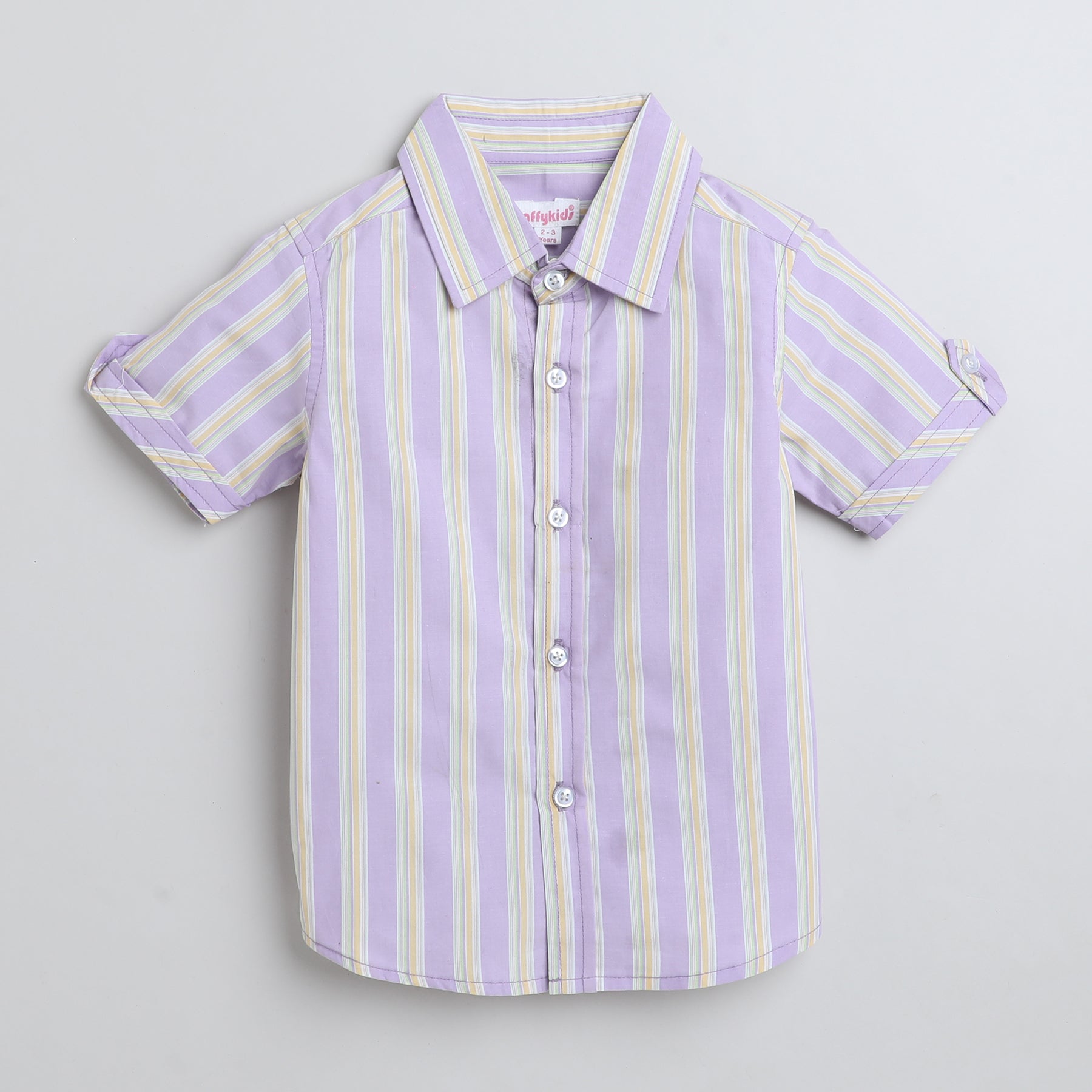 Taffykids popline striped Half sleeves Shirt-Purple/Multi