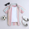 100% cotton Striped yarn dyed half sleeves shirt with attached tee-White/Multi