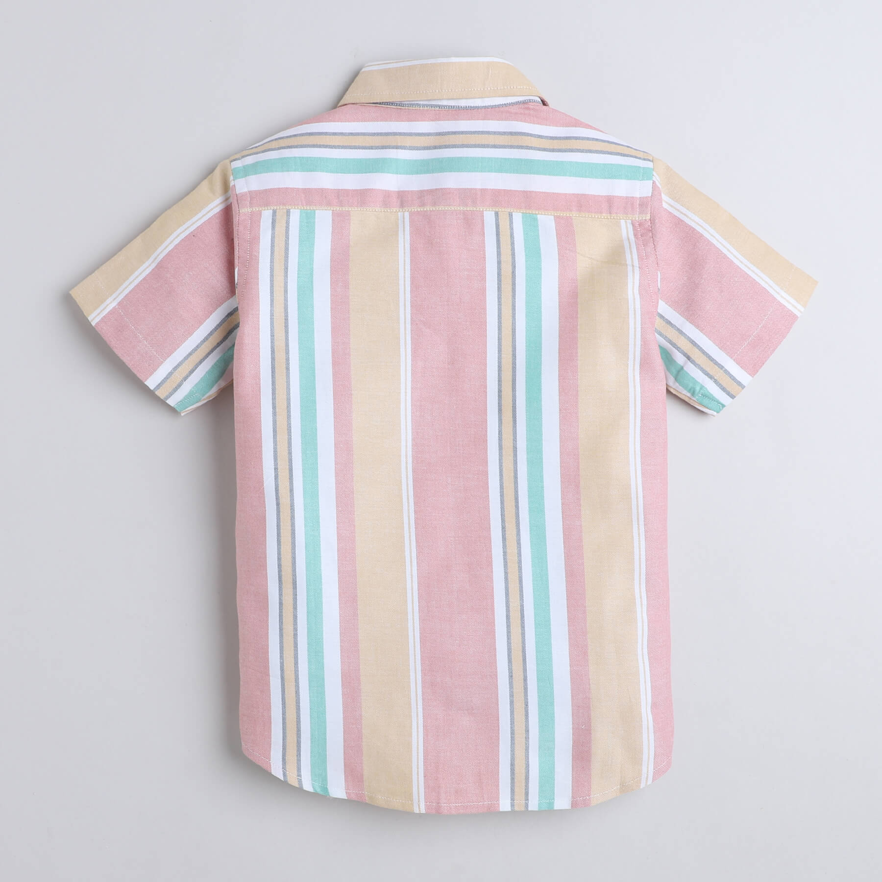 Taffykids 100% cotton Striped yarn dyed half sleeves shirt with attached tee-White/Multi