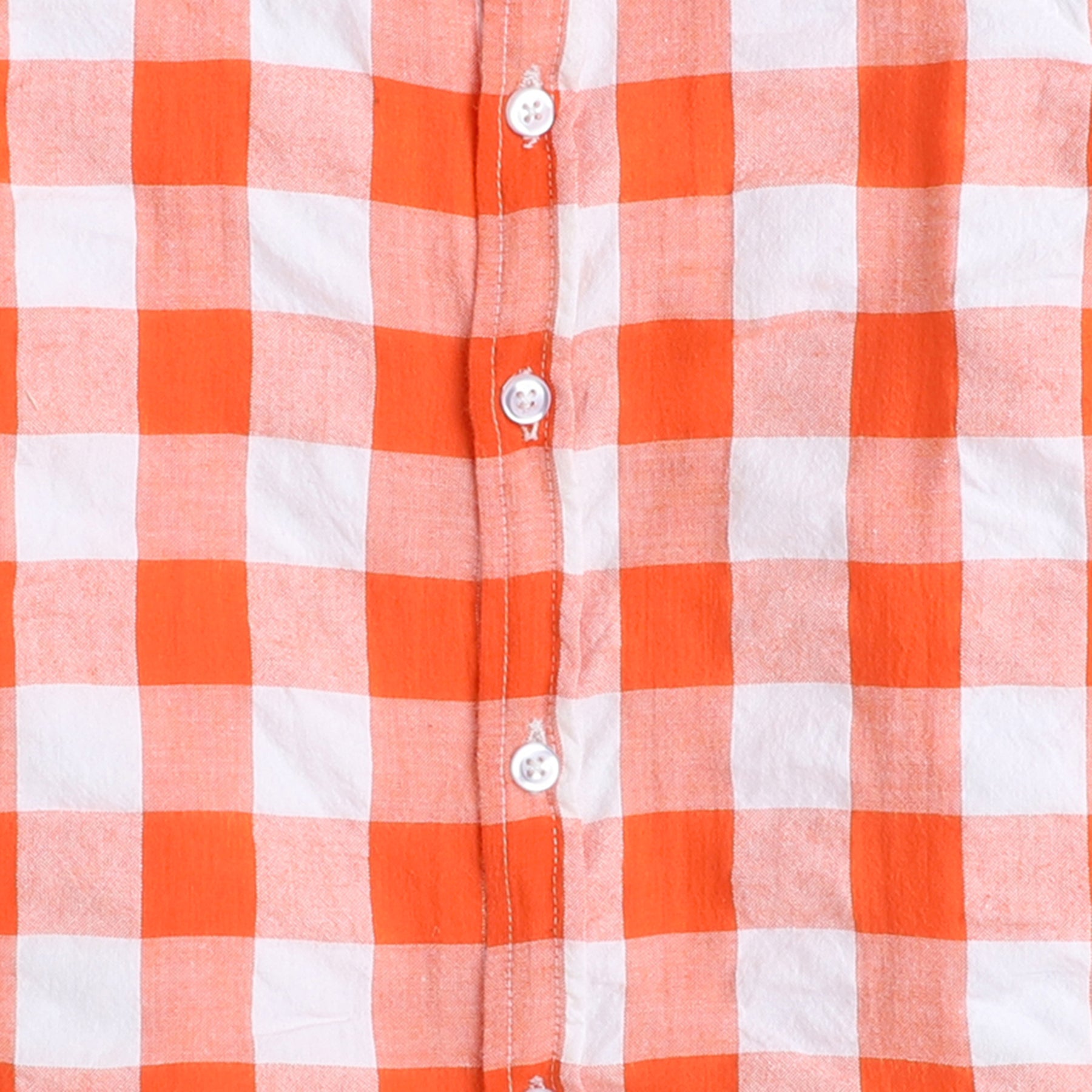 Taffykids 100% cotton searsucker checked half sleeves shirt with attached tee-White/Orange