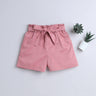 Shop Paper Bag Waist Detail Shorts With Tie Up Belt-Pink Online