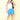 sleeveless Asymmetric neck textured crop top and 100% cotton polka dots printed cargo shorts set-White/Blue