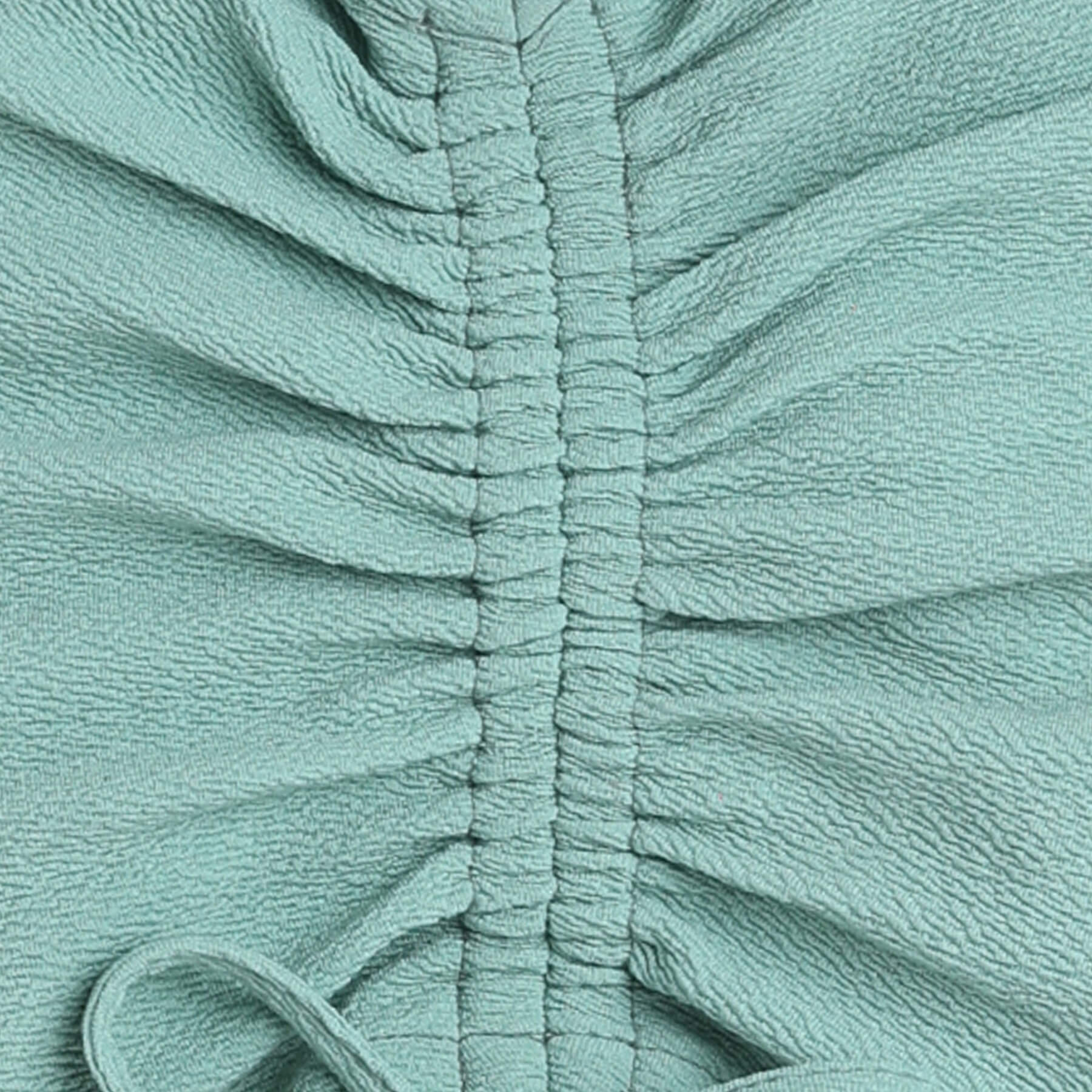 Shop Front Ruched Collar Detail Halter Neck Textured Crop Top-Green Online