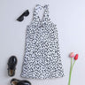 100% cotton animal print halter tie-up A-line cutout dress- Black/White