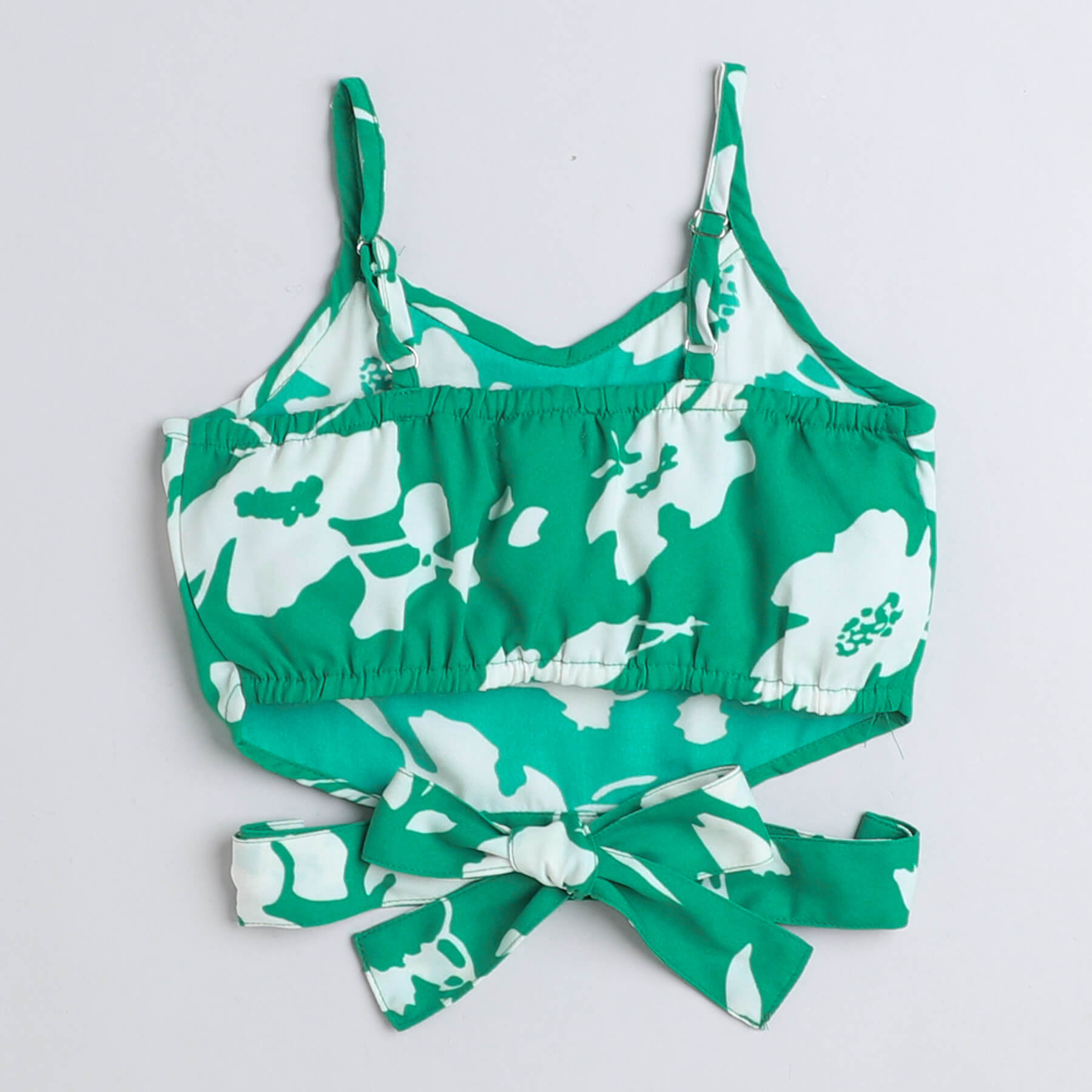 Taffykids floral printed singlet crop top with matching pant set - Green/ white