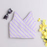 100% cotton yarn dyed stripes sleeveless V neck crop Top-Purple/Multi